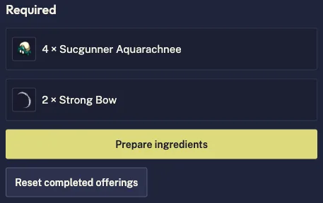 Almanax materials remaining after the wood offering is completed