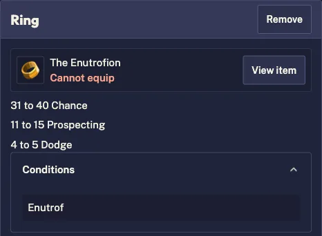 The Enutrofion and its level and class restrictions