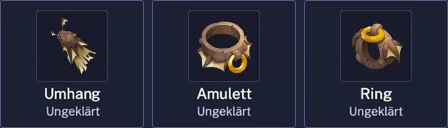Die drei angelegten Teile des Ausrüstungssets von Shushu Nakol