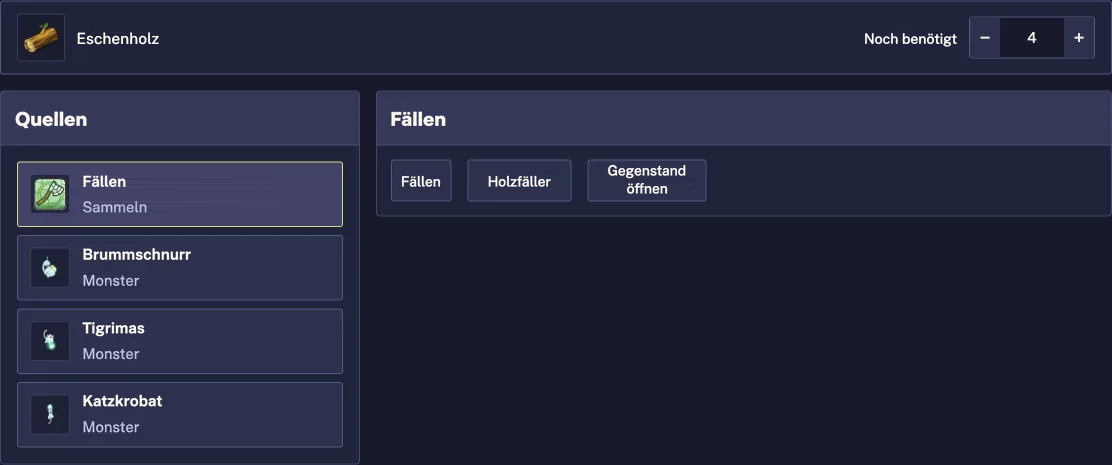 Eschenholz mit den Sammelverweisen Fällen und Holzfäller