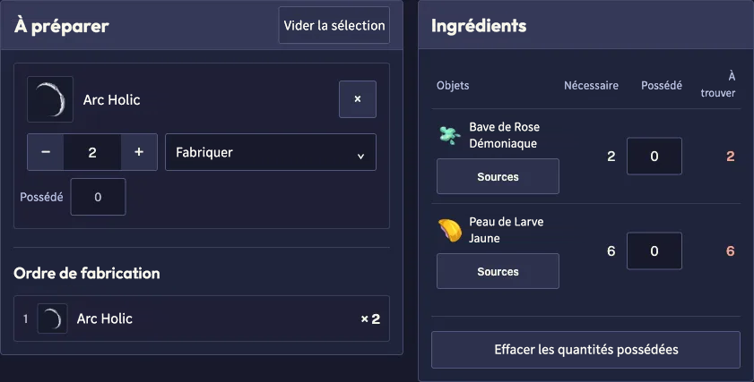 Deux Arc Holic développés en Bave de Rose Démoniaque et Peau de Larve Jaune
