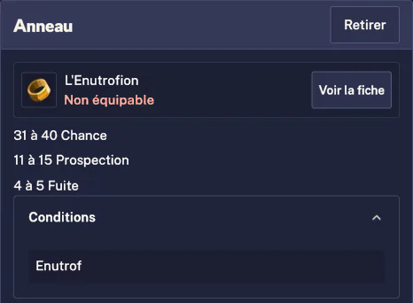 L'Enutrofion et ses conditions de niveau et de classe